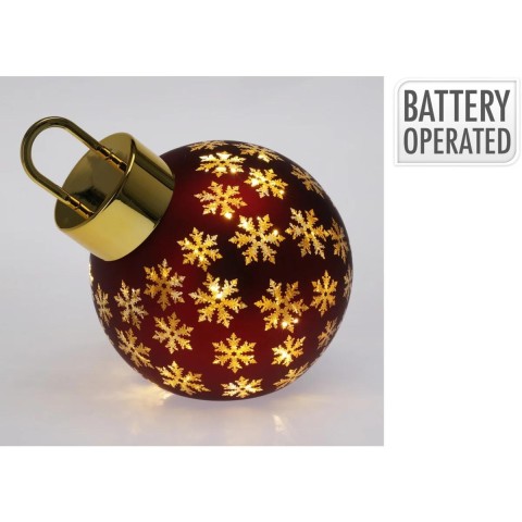 SFERA VETRO CON LED D20 ROSSO